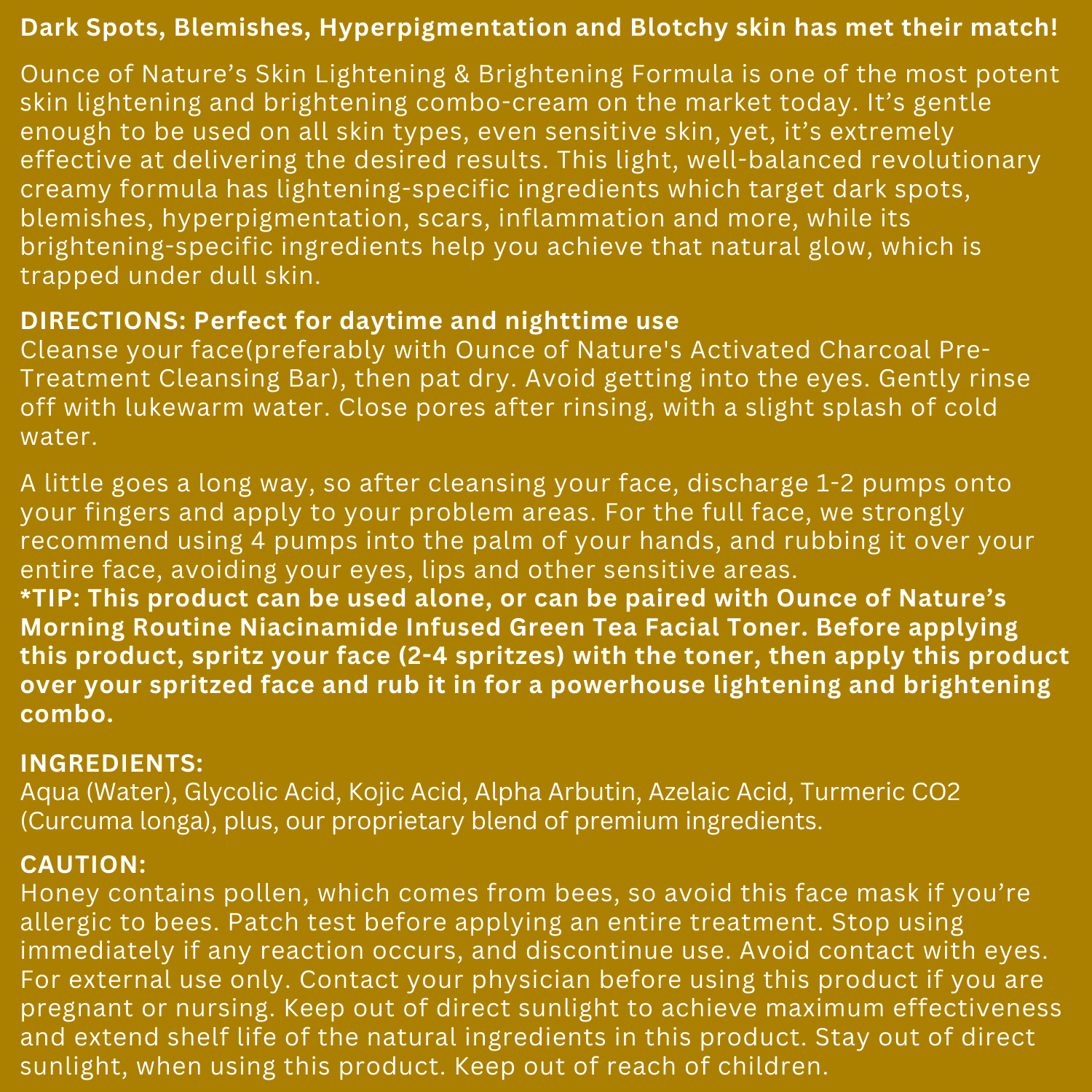 Skin Lightening & Brightening Formula